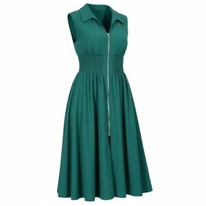 Wenrine Summer Smocked Midi Dress Green Size Medium